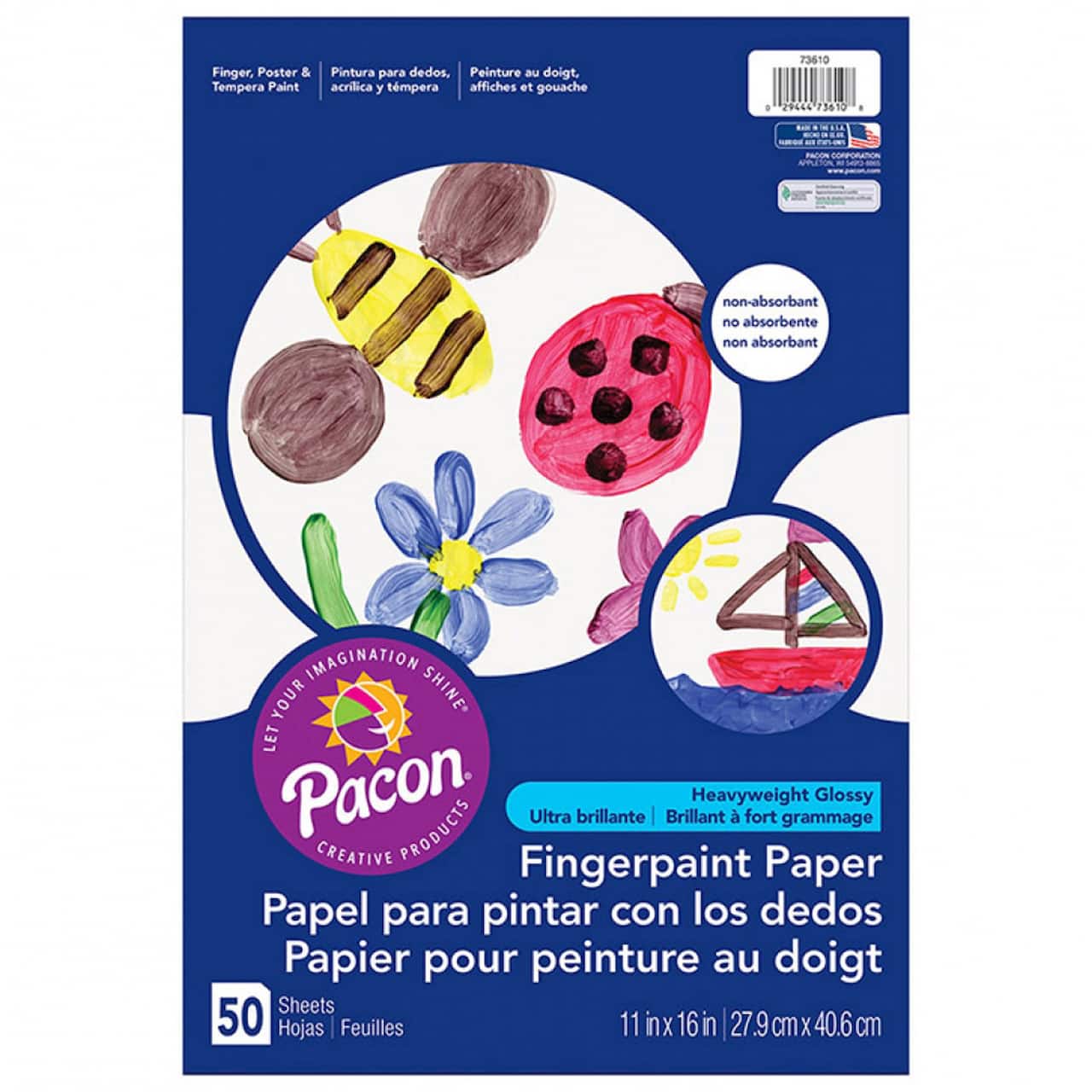 4 Packs: 6 Packs 50 ct. (1,200 total) Pacon® White Finger Paint Paper